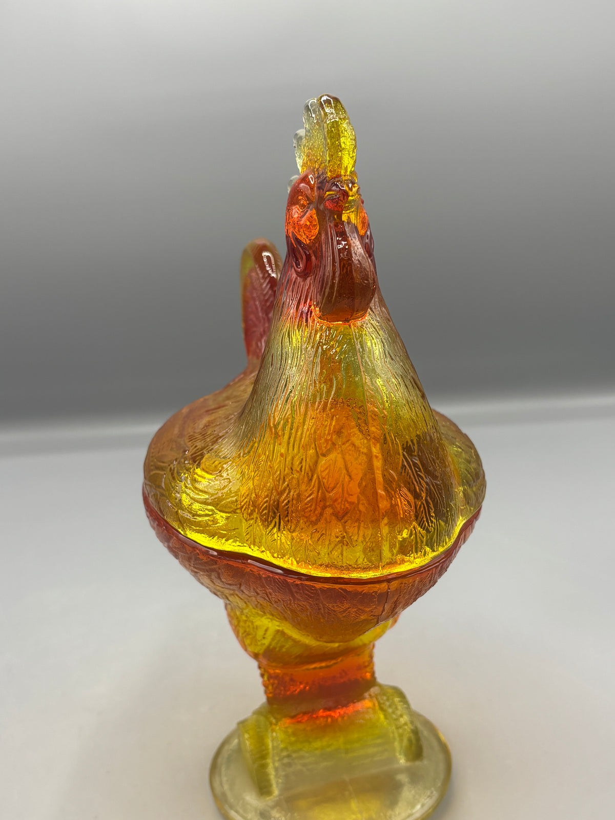 Vintage Honey Amber glass rooster