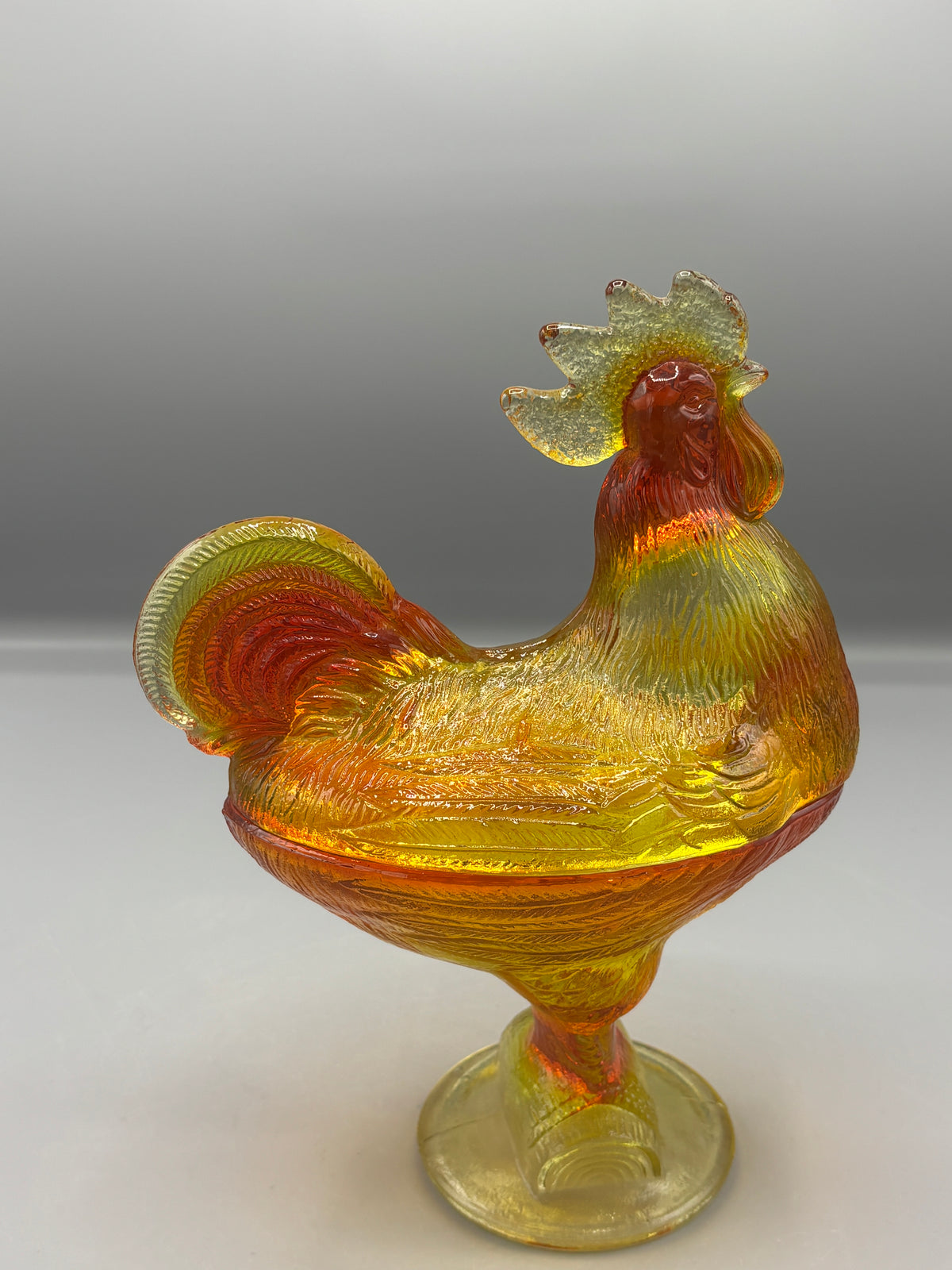 Vintage Honey Amber glass rooster
