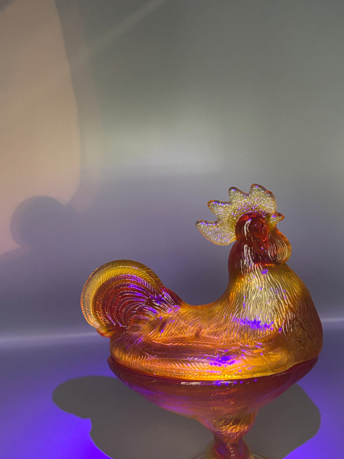 Vintage Honey Amber glass rooster