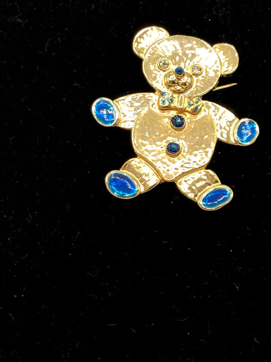 Gold tone Movable Bear brooch