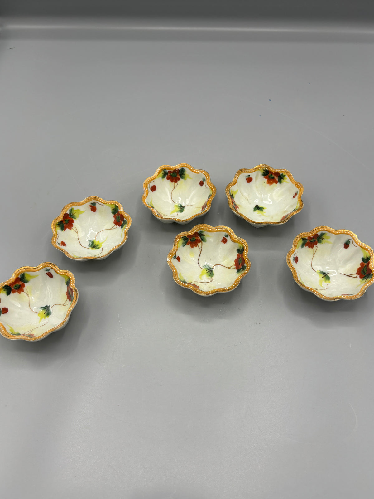 Vintage Nippon hand painted porcelain salt cellars