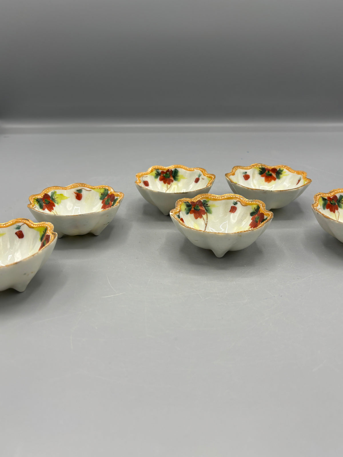 Vintage Nippon hand painted porcelain salt cellars