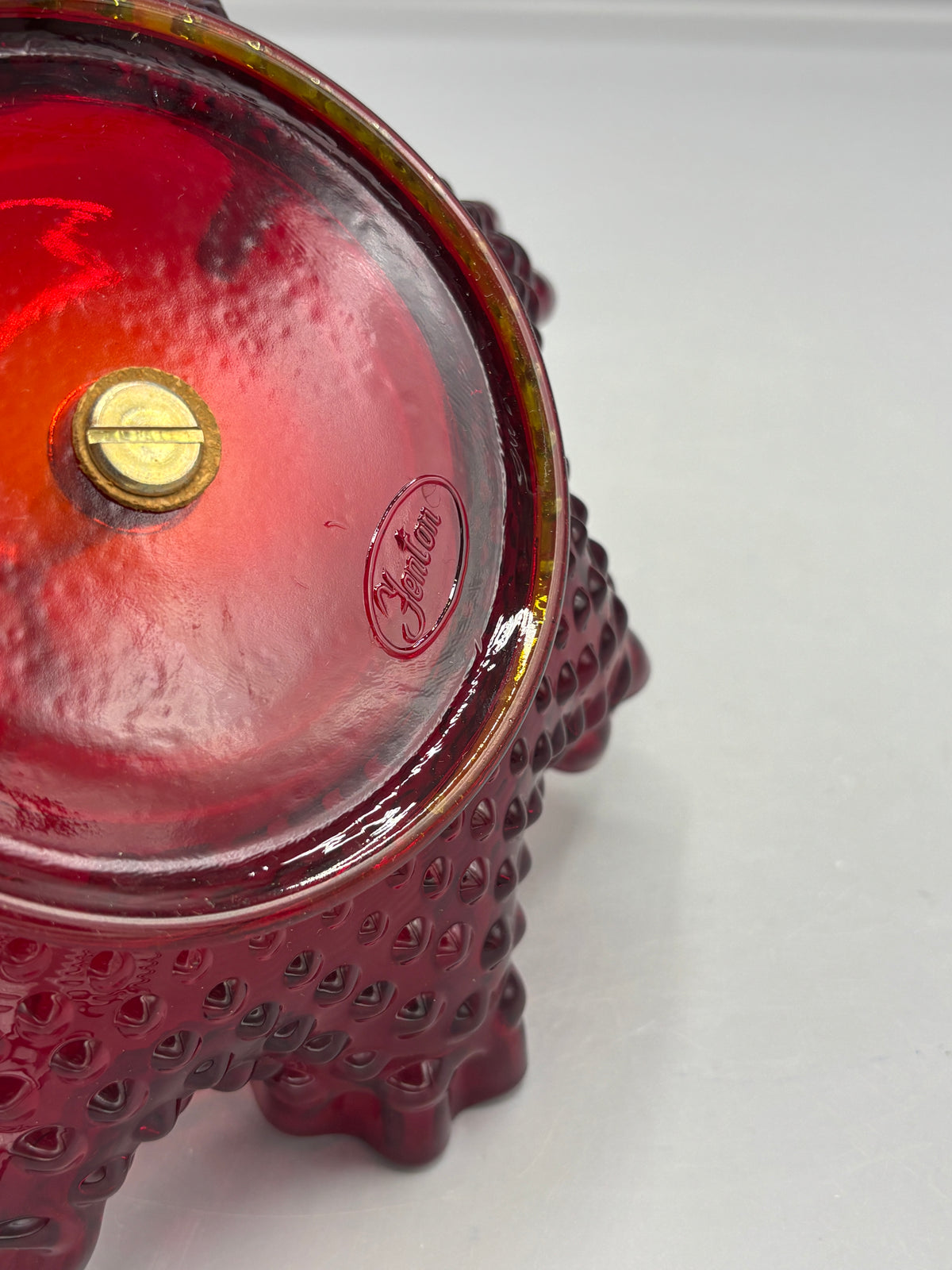 Vintage Fenton Ruby red Hobnail bonbon dish