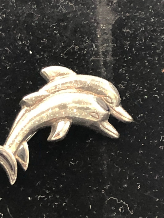 Black tone double Dolphin pin