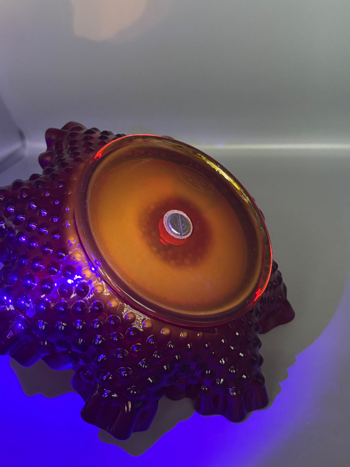 Vintage Fenton Ruby red Hobnail bonbon dish