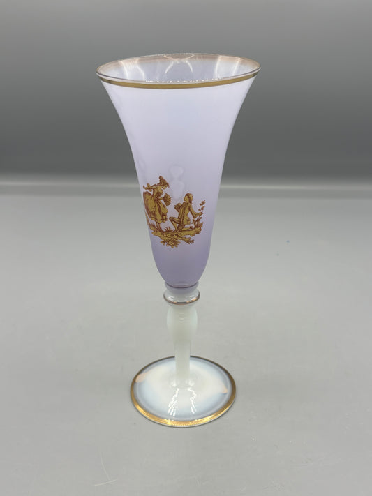 Vintage Venetian mouth blown opaline glass Champagne flute