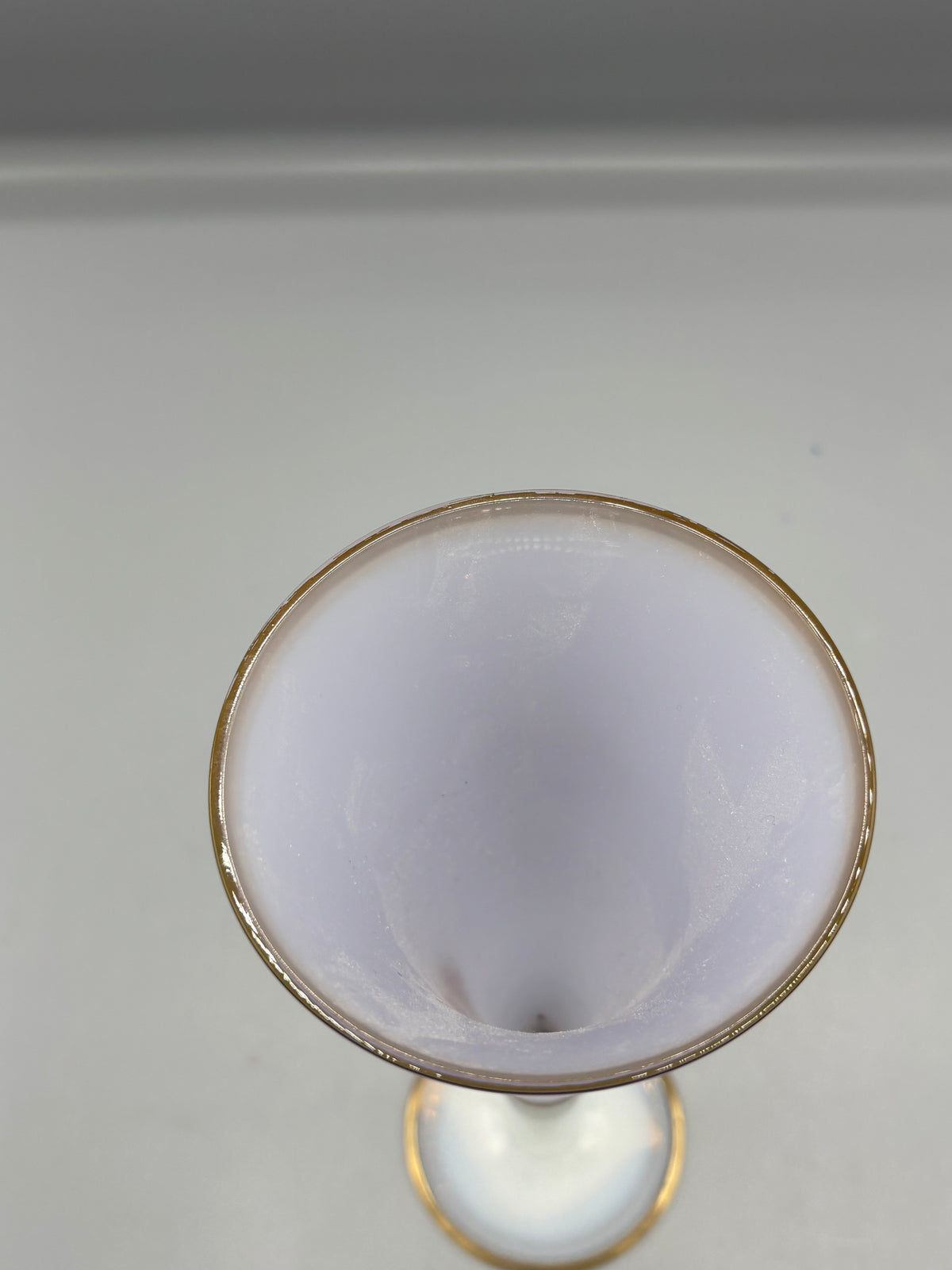 Vintage Venetian mouth blown opaline glass Champagne flute