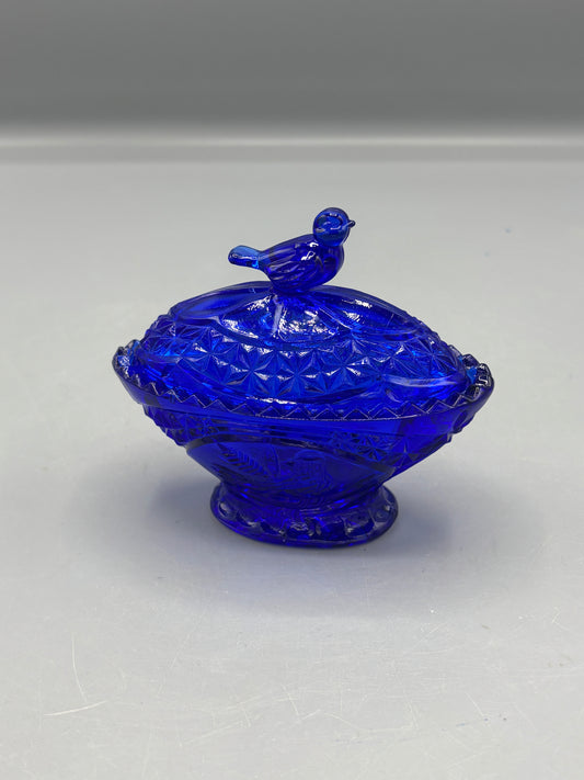 Vintage Hofbauer cobalt blue crystal trinket box