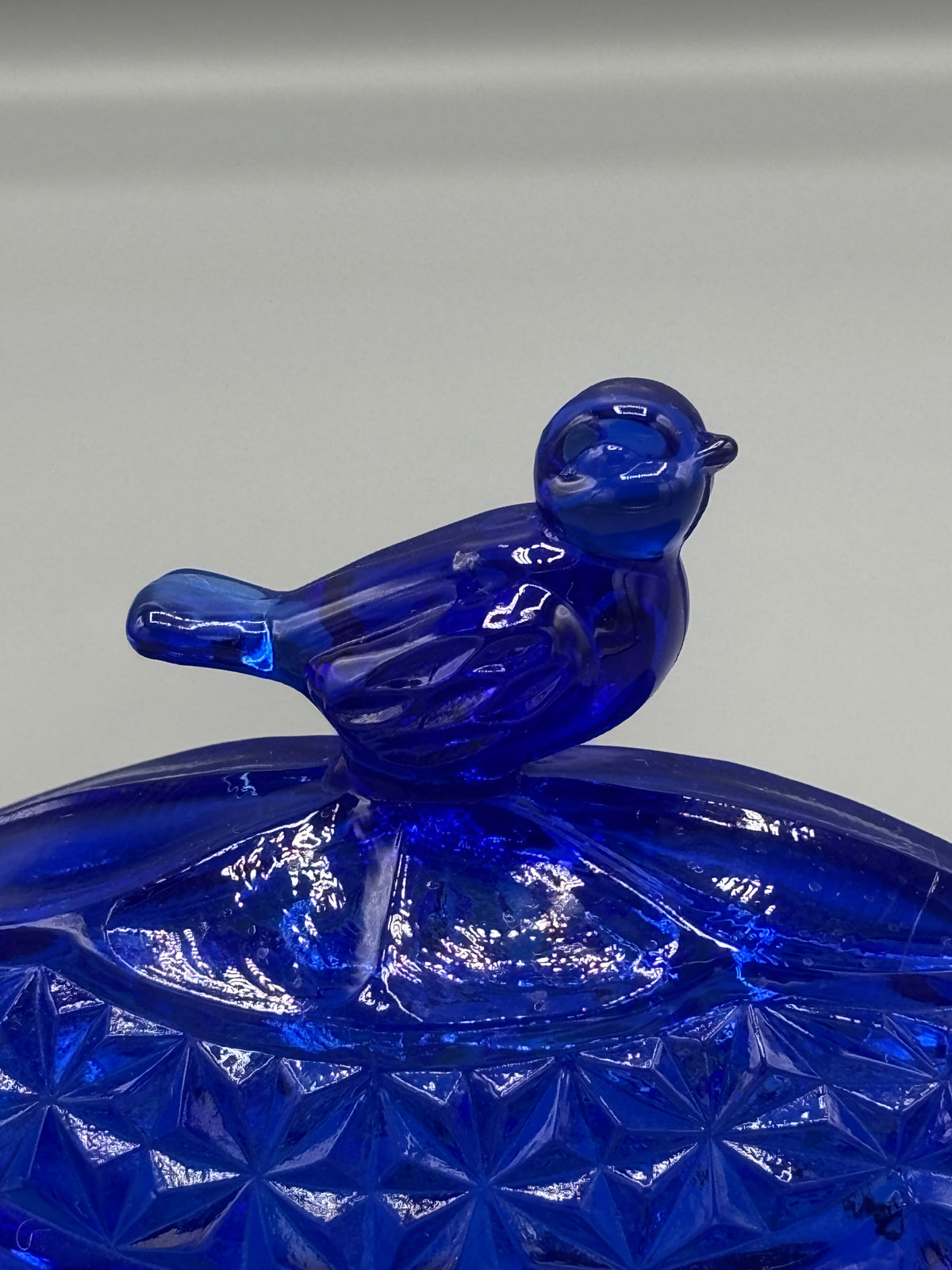 Vintage Hofbauer cobalt blue crystal trinket box