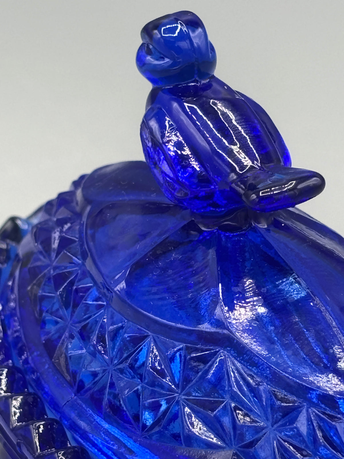 Vintage Hofbauer cobalt blue crystal trinket box