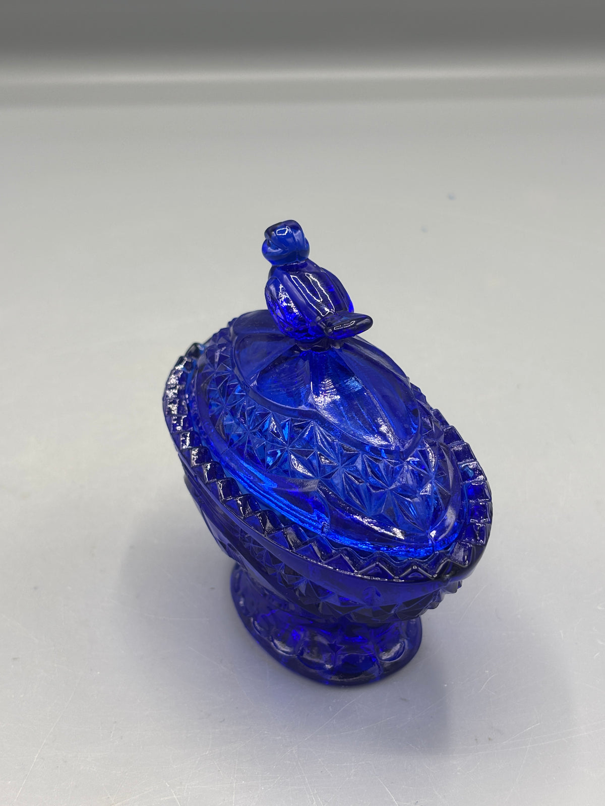 Vintage Hofbauer cobalt blue crystal trinket box