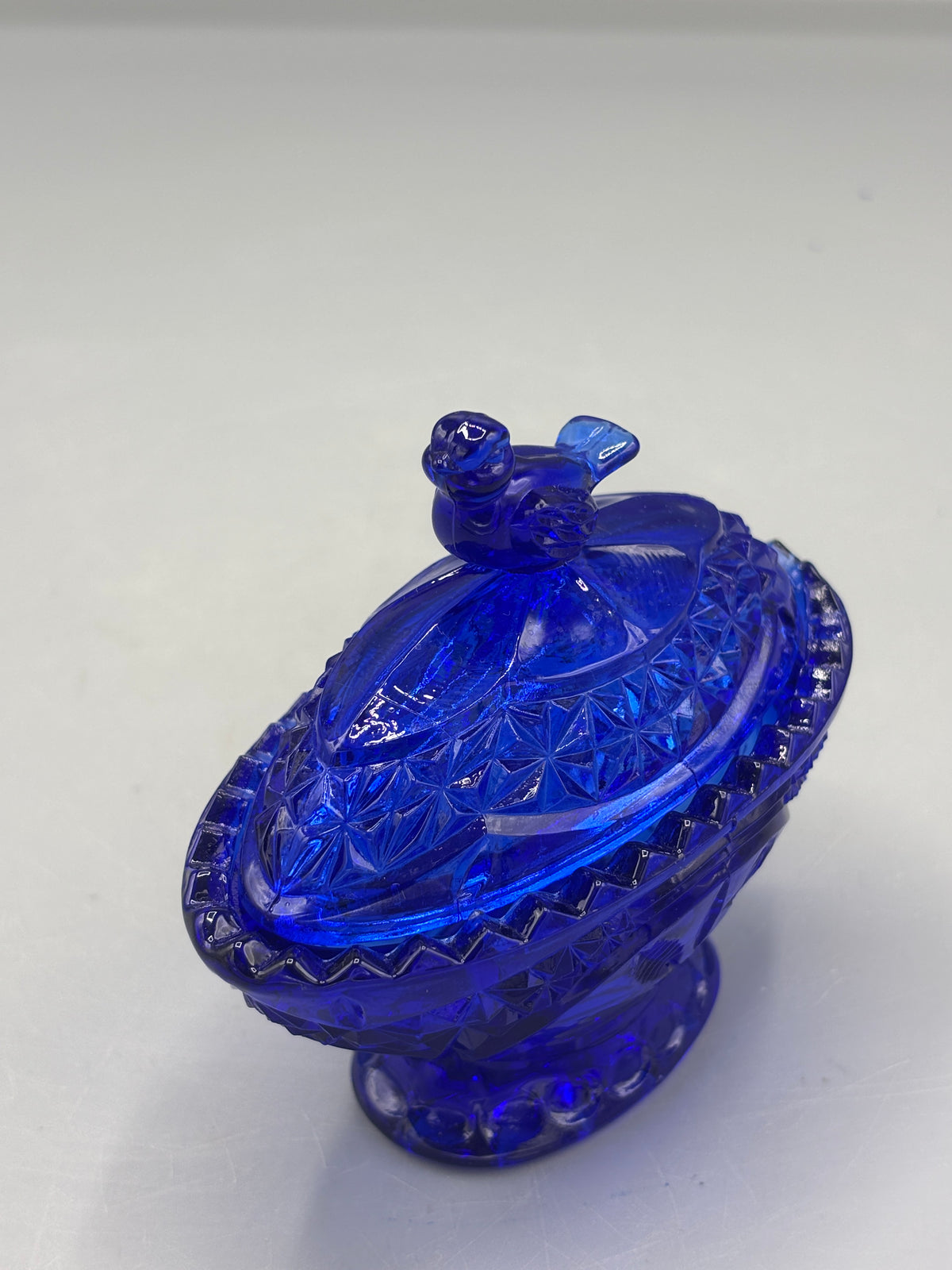 Vintage Hofbauer cobalt blue crystal trinket box