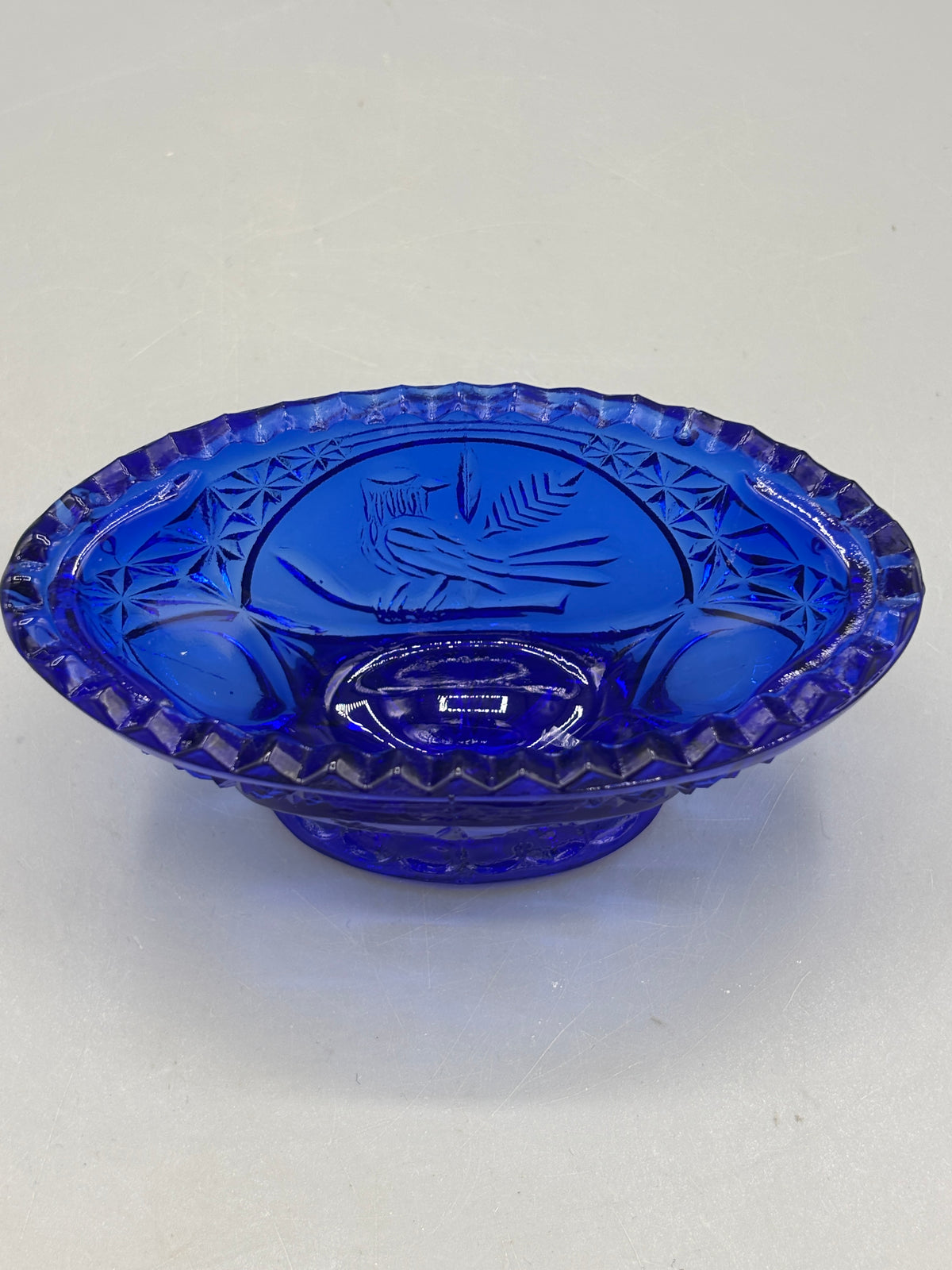 Vintage Hofbauer cobalt blue crystal trinket box