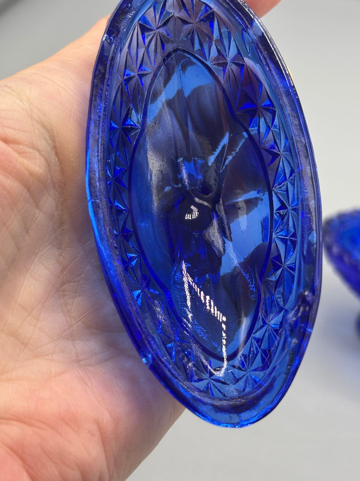 Vintage Hofbauer cobalt blue crystal trinket box