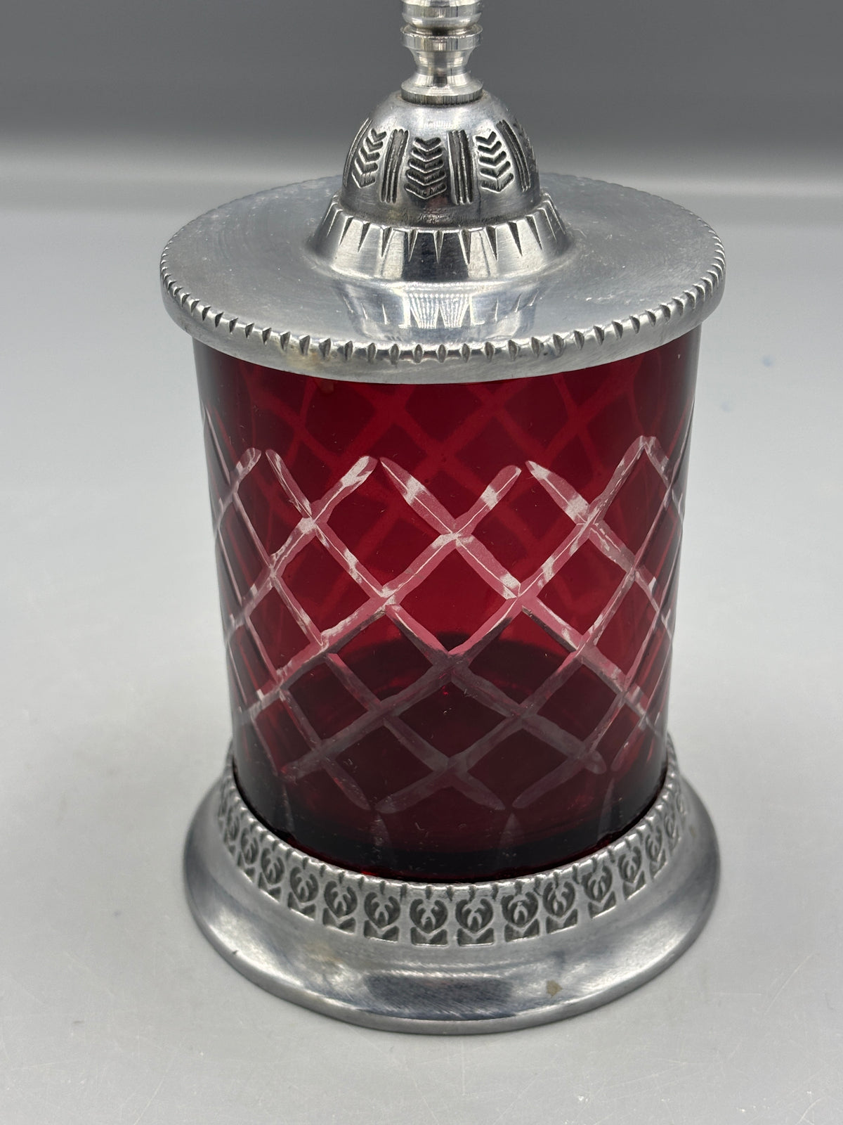 Vintage Ruby Red cut to clear glass