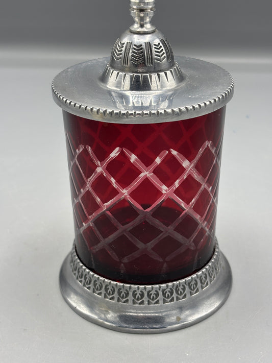 Vintage Ruby Red cut to clear glass
