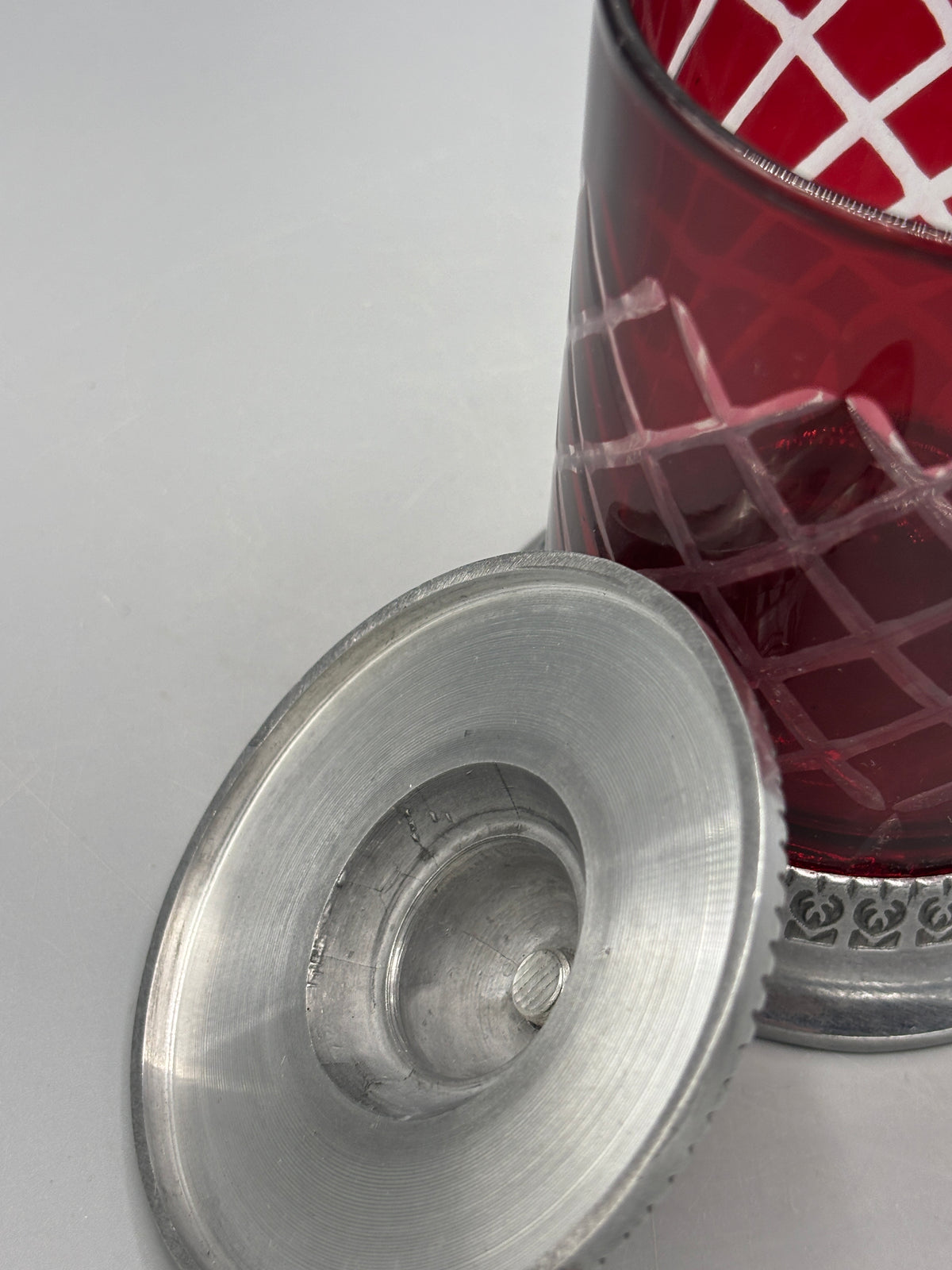 Vintage Ruby Red cut to clear glass