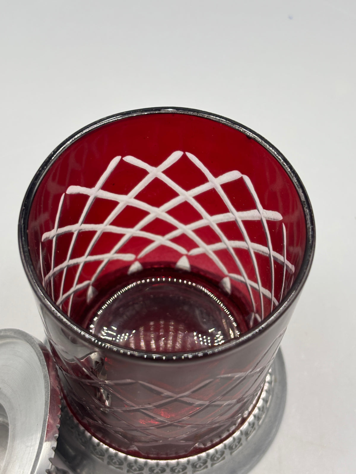 Vintage Ruby Red cut to clear glass