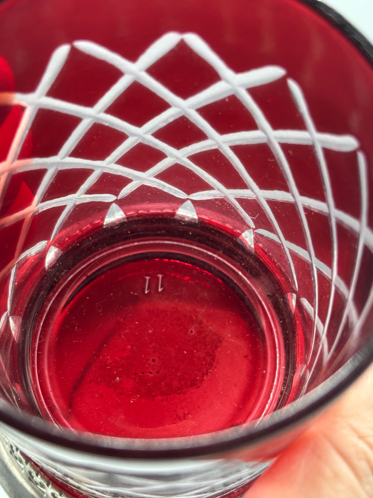 Vintage Ruby Red cut to clear glass