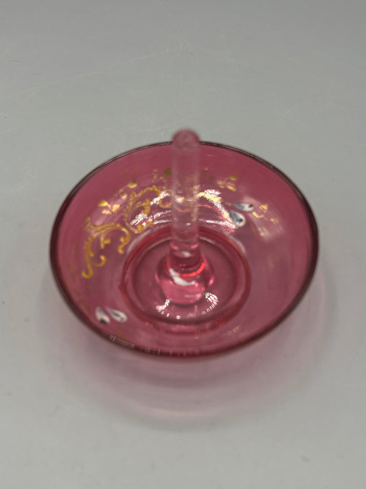 Cranberry glass ring holder