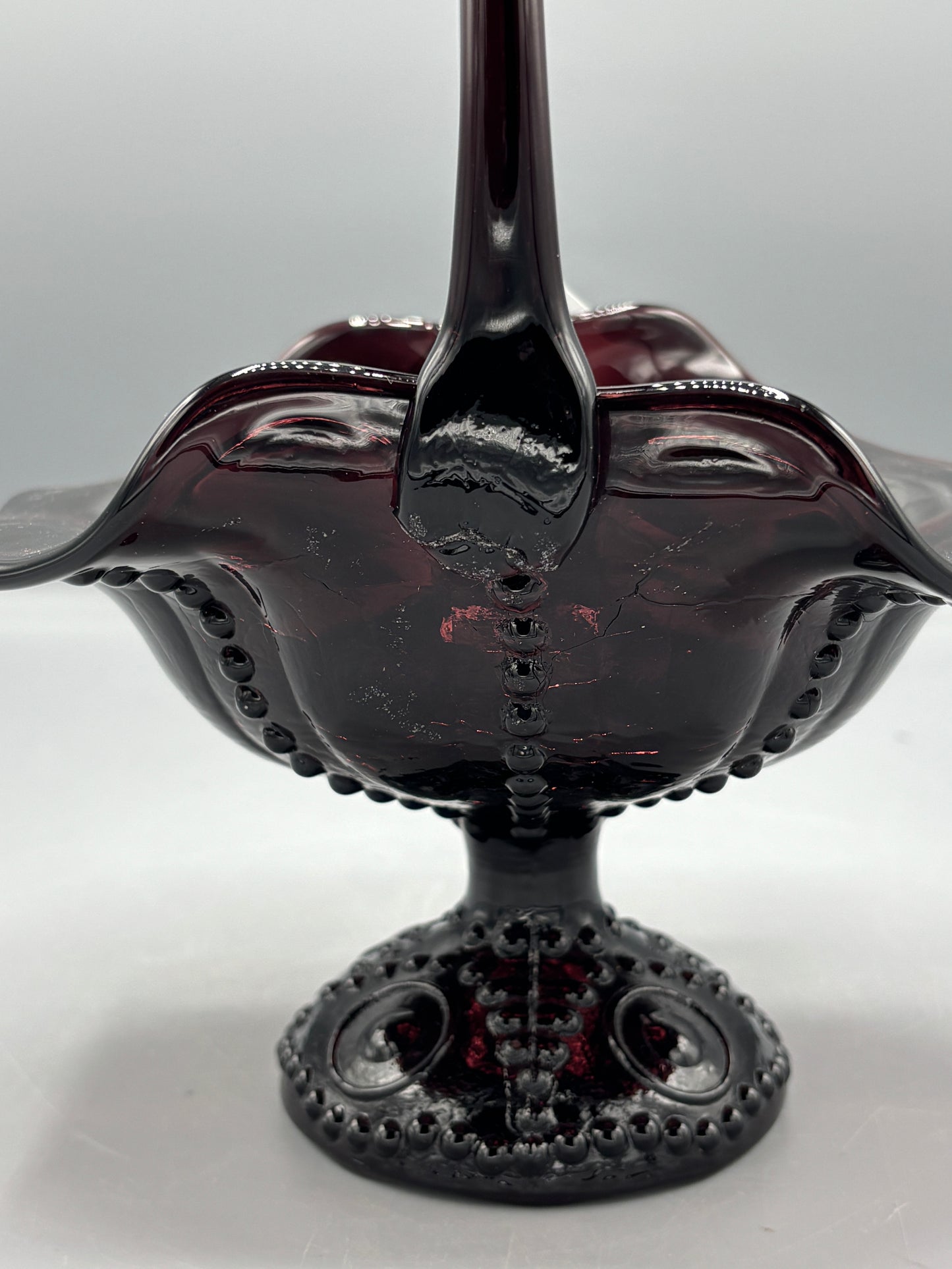 Vintage Fenton Deep Plum Vulcan basket