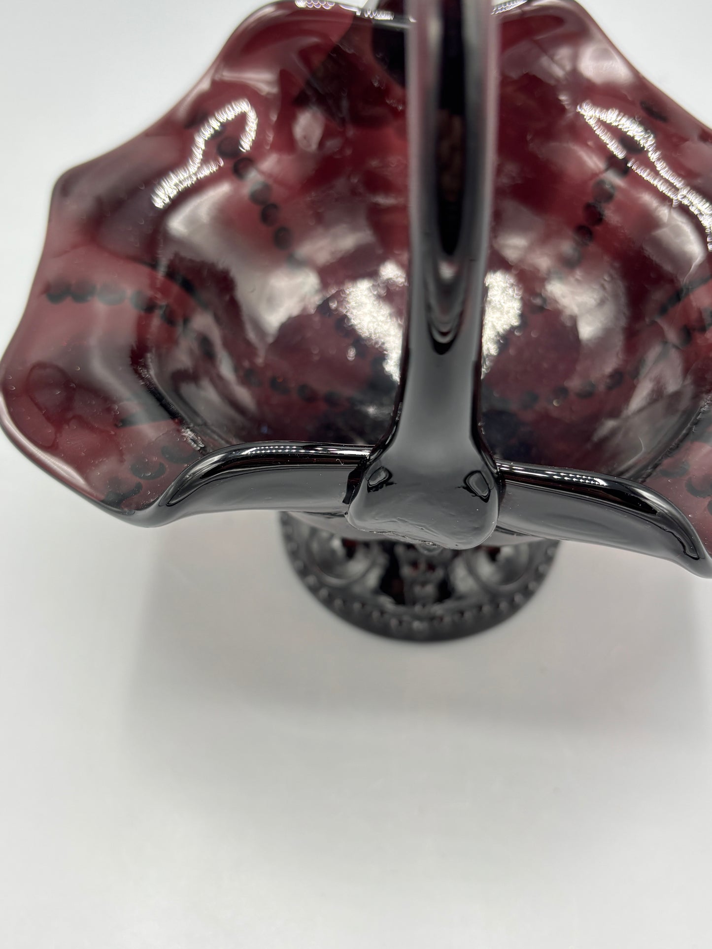 Vintage Fenton Deep Plum Vulcan basket