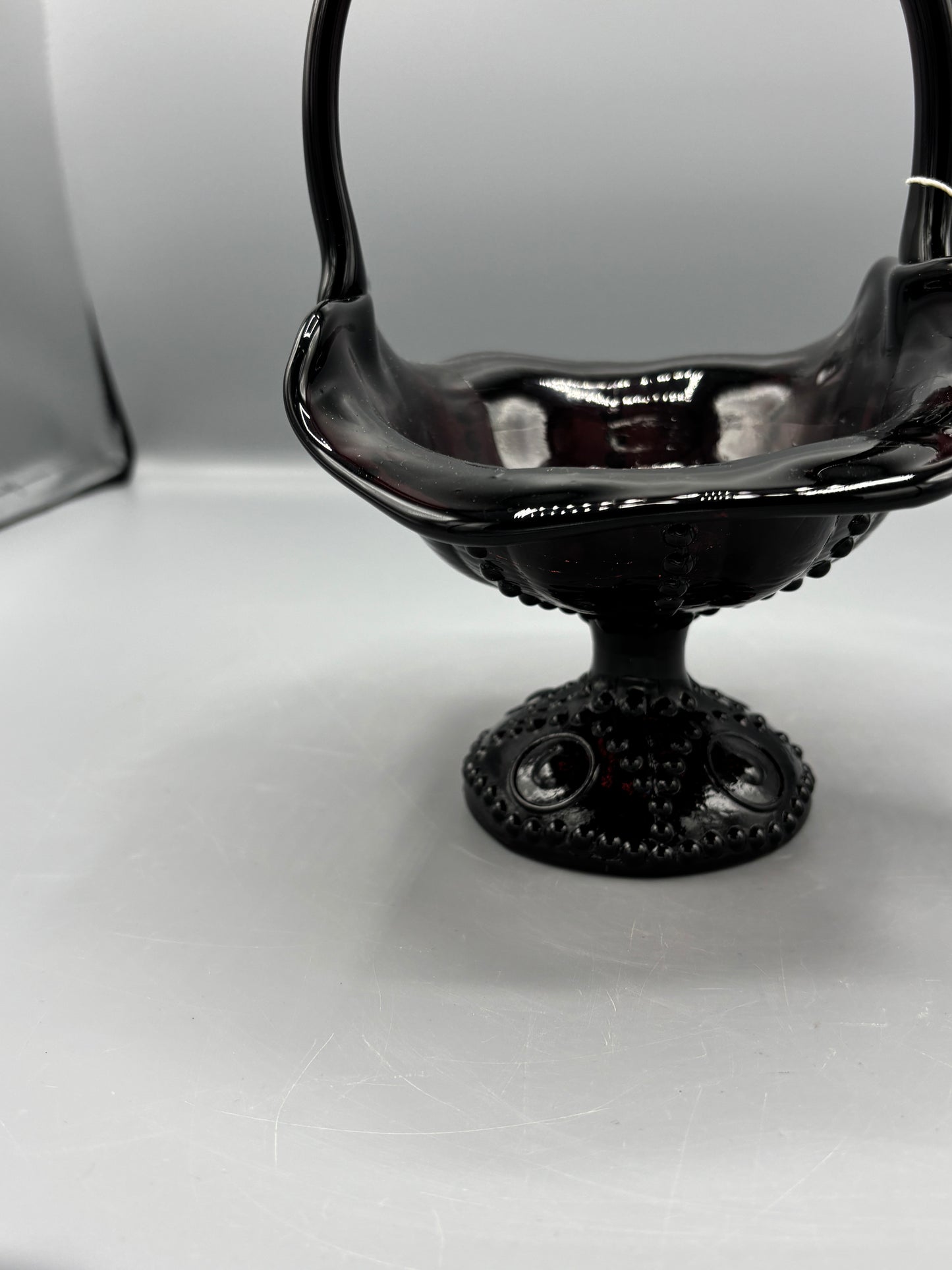 Vintage Fenton Deep Plum Vulcan basket