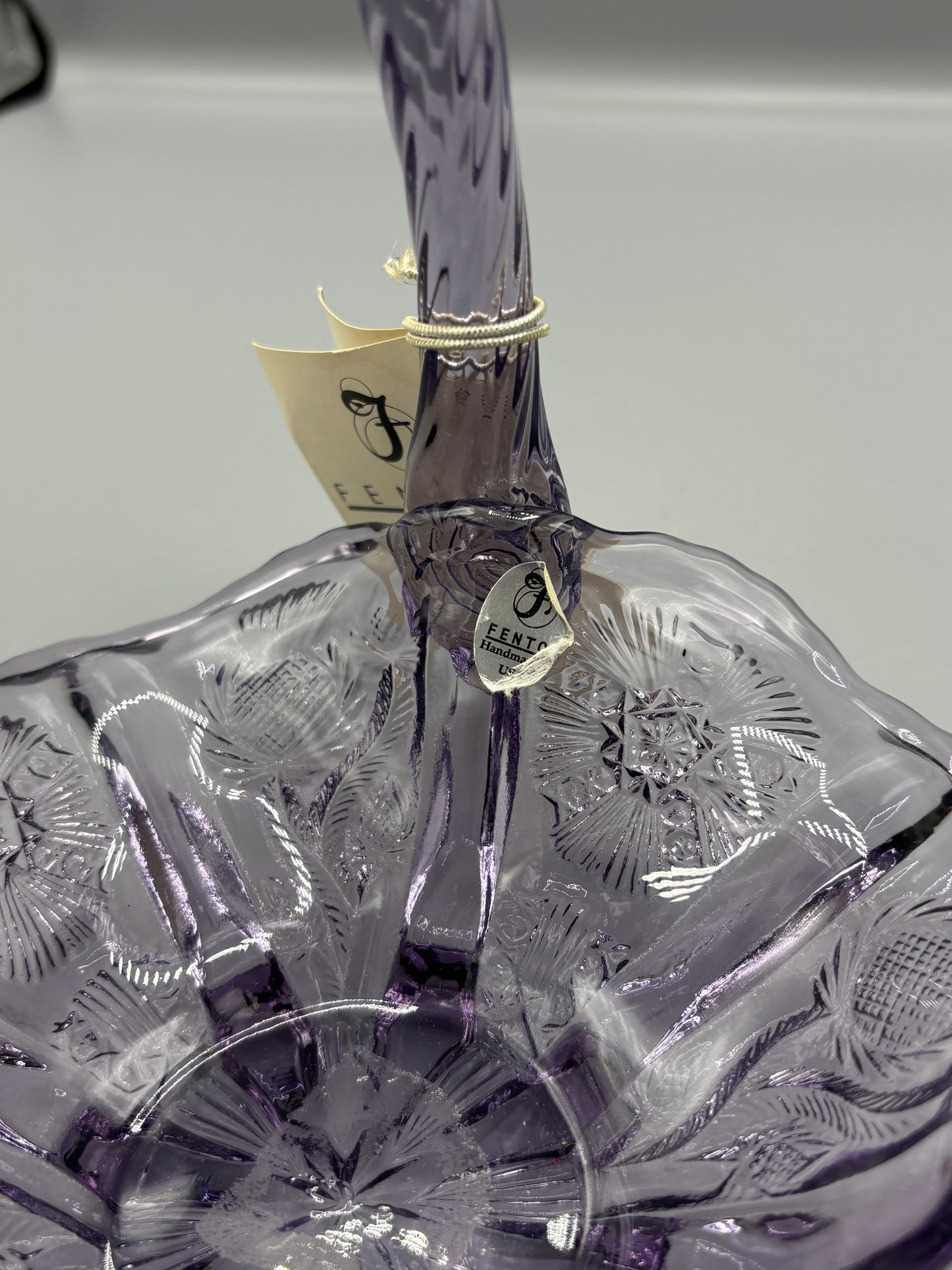 Vintage Fenton 95th Anniversary Thistle pattern basket