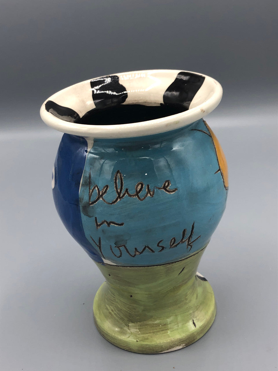 Ceramic face Vase " Believe in yourself"