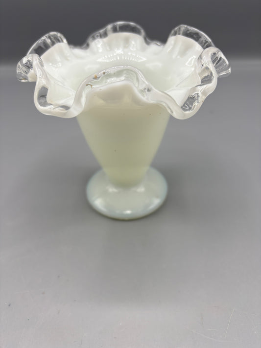Fenton silver crest milk glass trumpet