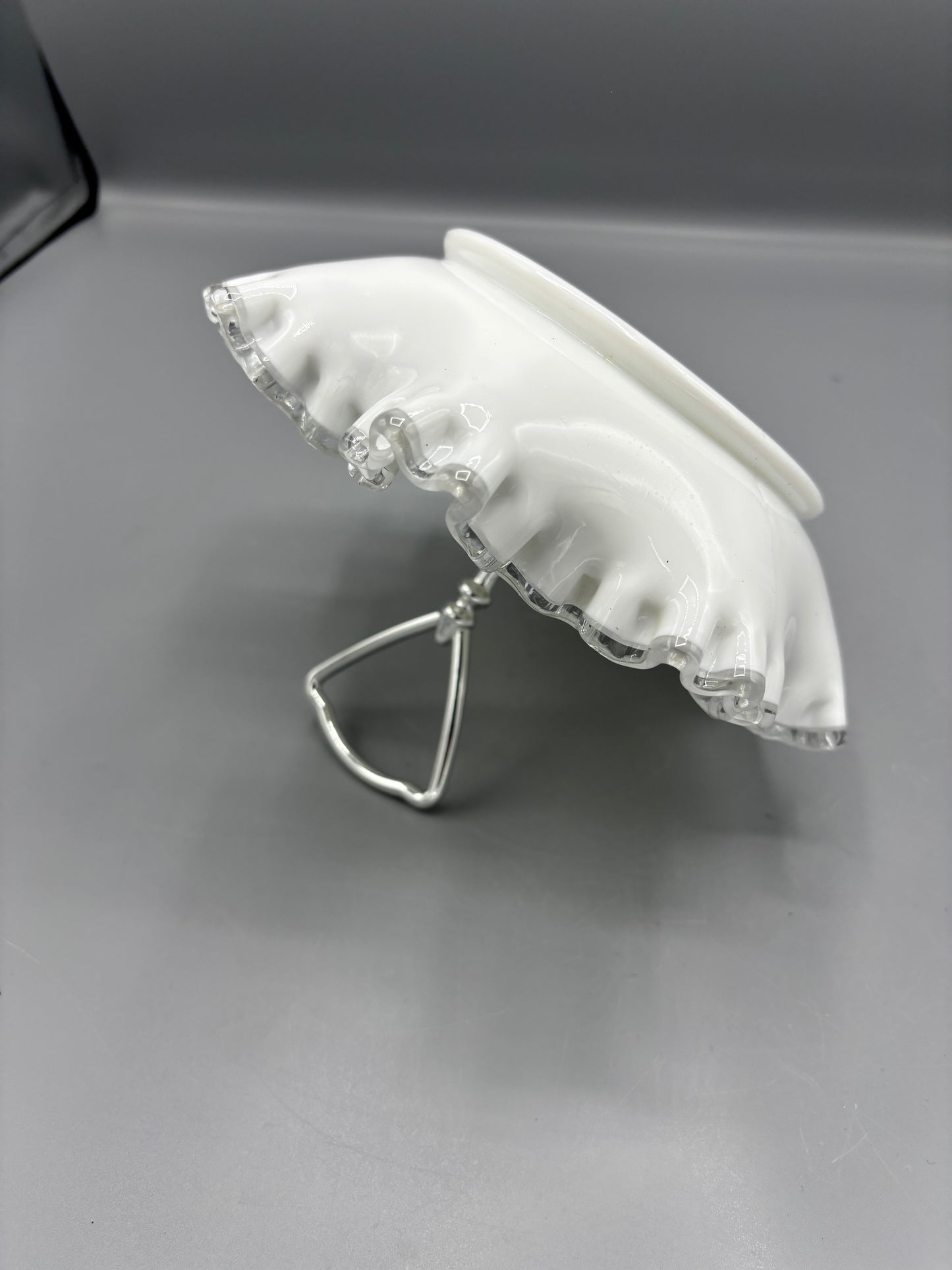 Vintage Fenton silver crest violet in the snow candy dish
