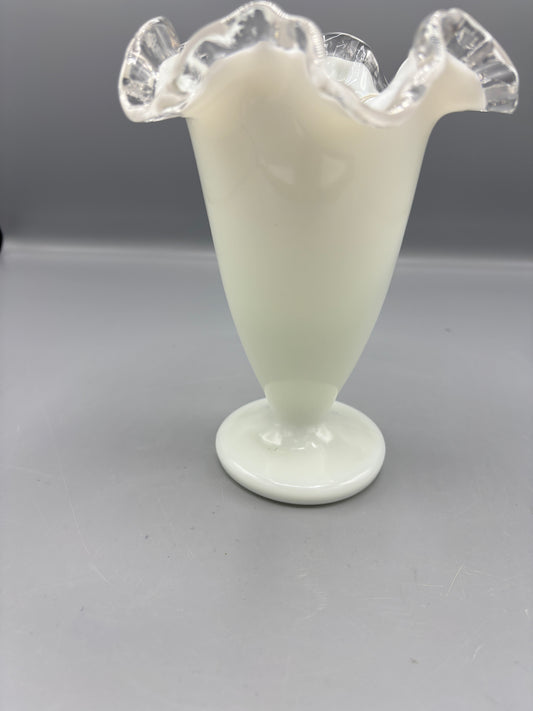 Vintage Silver crest milk glass trumpet