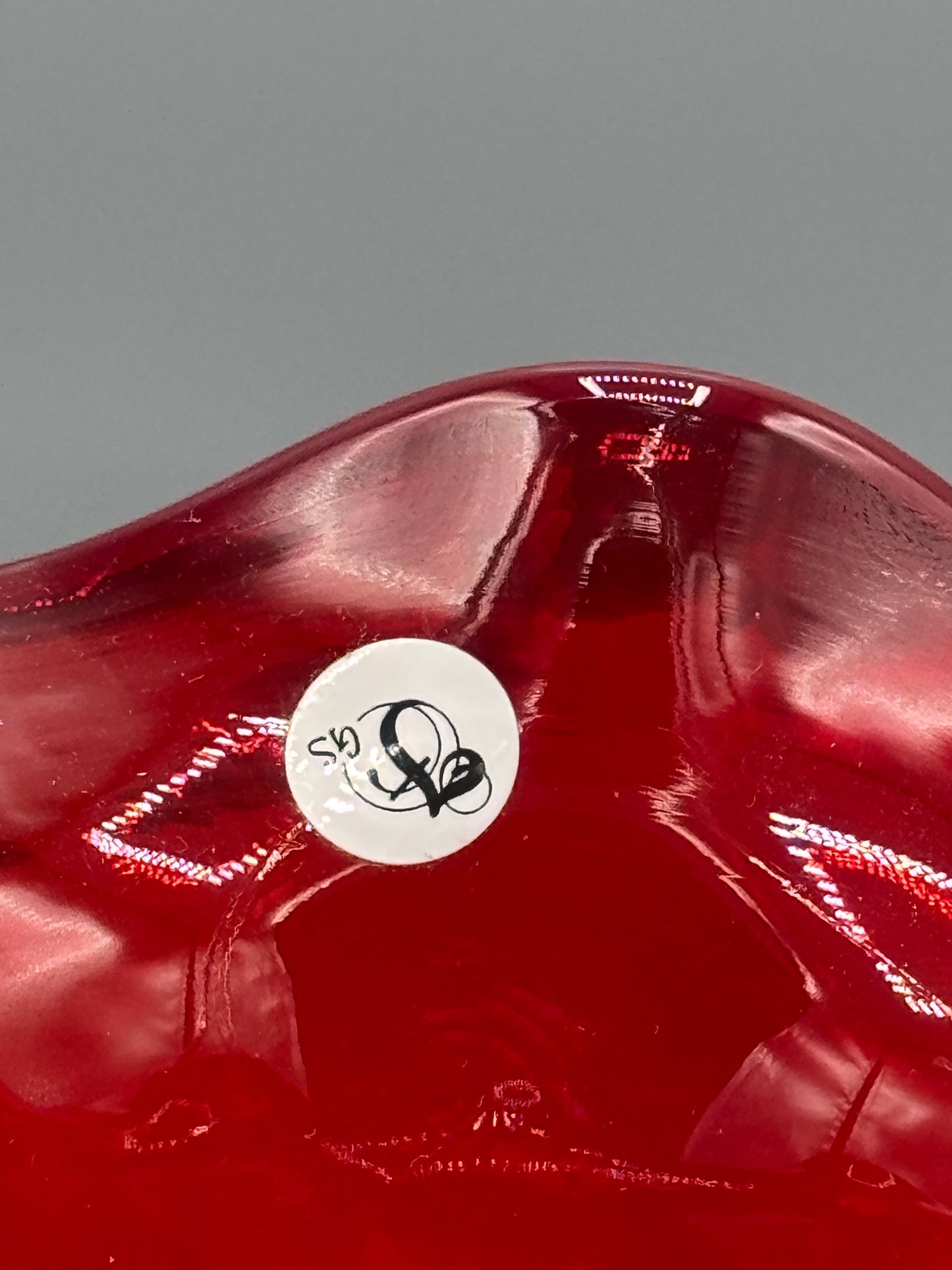 Vintage Fenton Ruby red clear handle basket