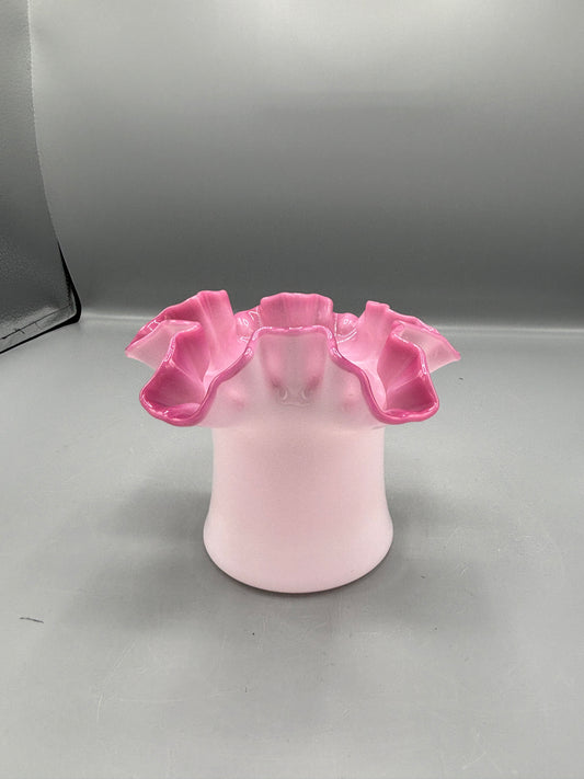 Vintage Fenton ruffled top hat vase