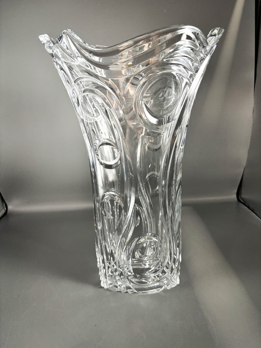 Vintage Czech Lead Crystal Curl 14" Vase