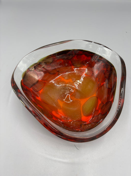 Vintage Murano Orange & Gold Trinket Dish