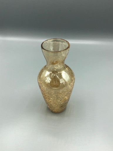 Peach colored crackle glass vase