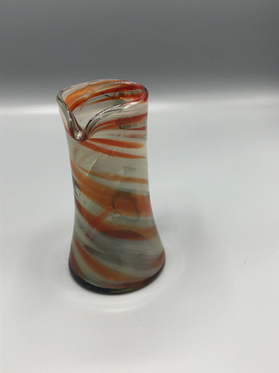 Handblown Swirl White & Orange pitcher