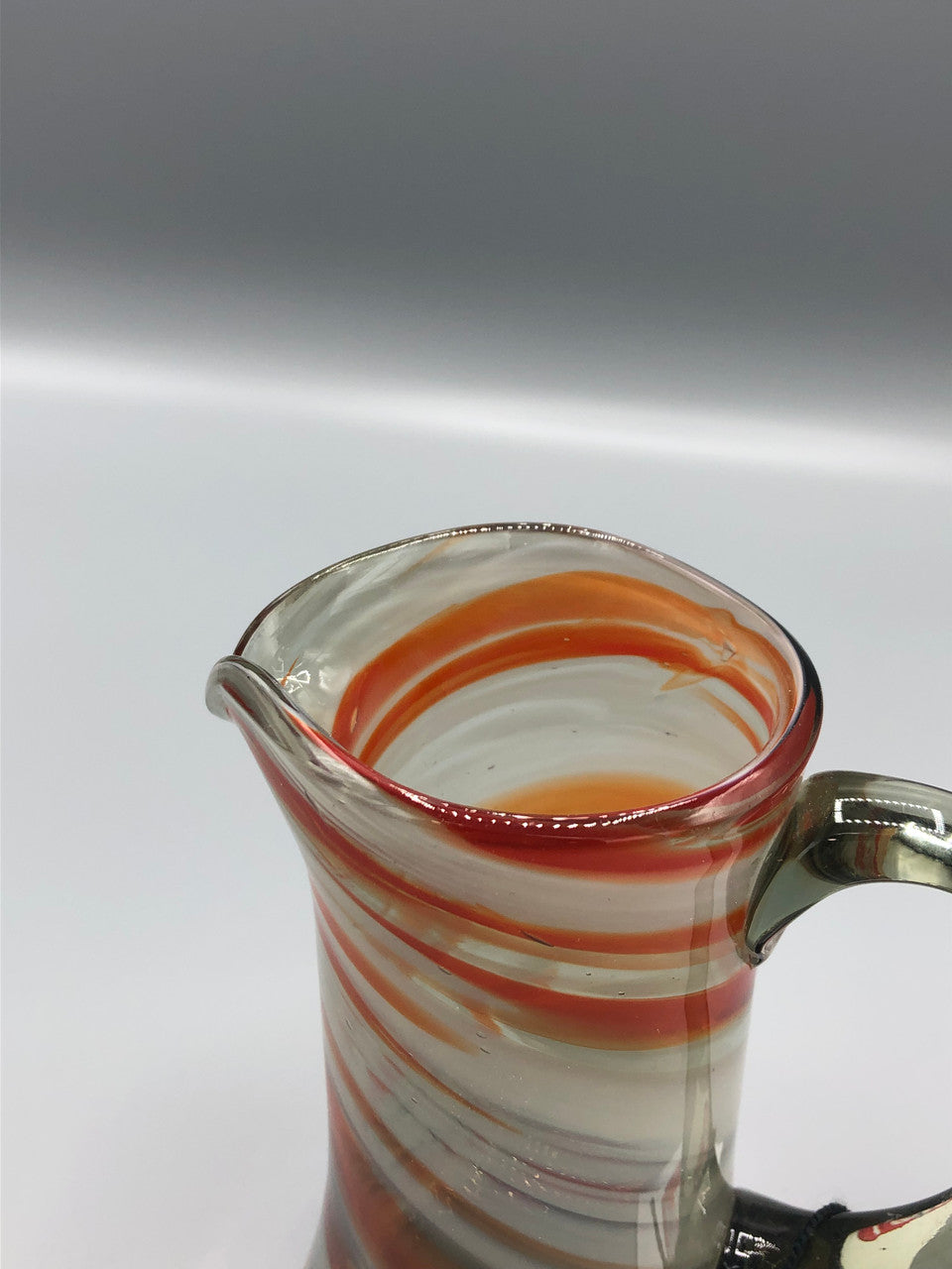 Handblown Swirl White & Orange pitcher