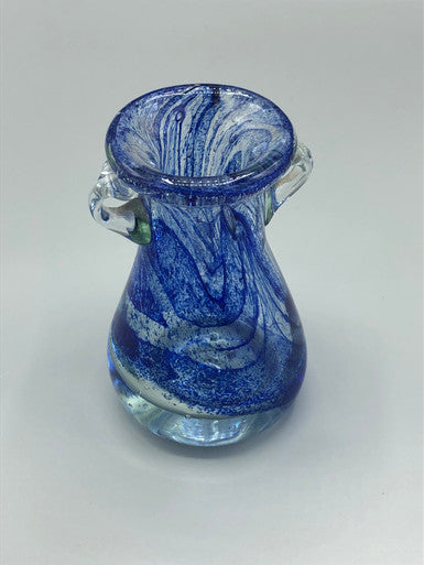 Blue Swirl Hand Blown Vase