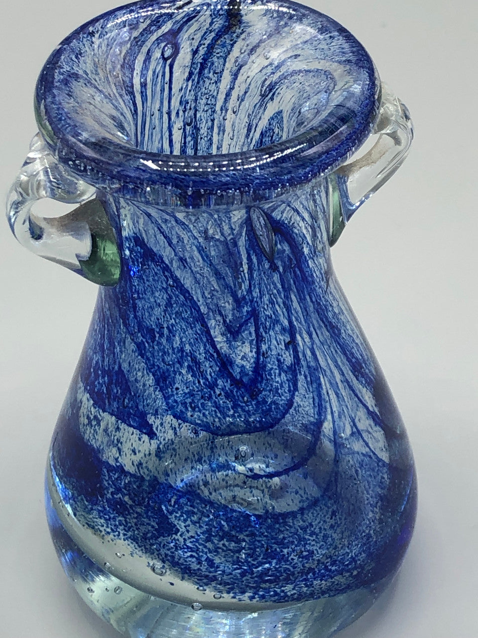 Blue Swirl Hand Blown Vase