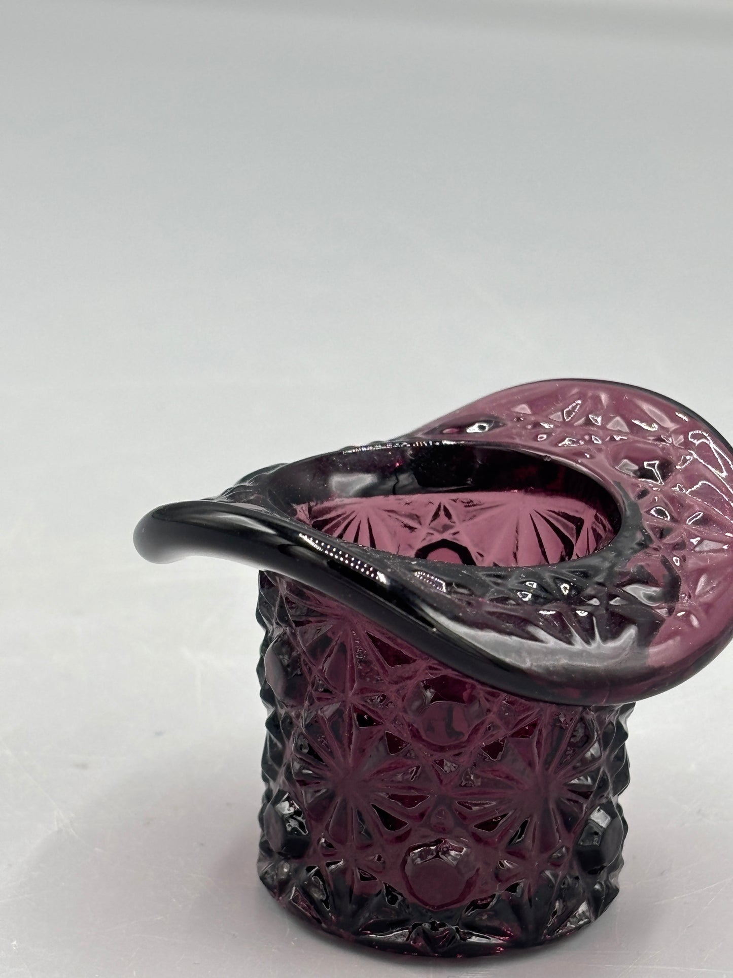 Vintage Fenton Amethyst Daisey & Button top hat toothpick holder