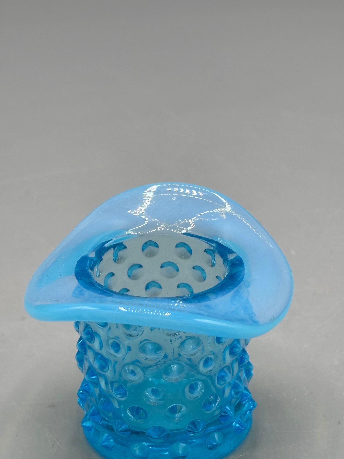 Vintage Fenton Blue Opalescent top hat toothpick