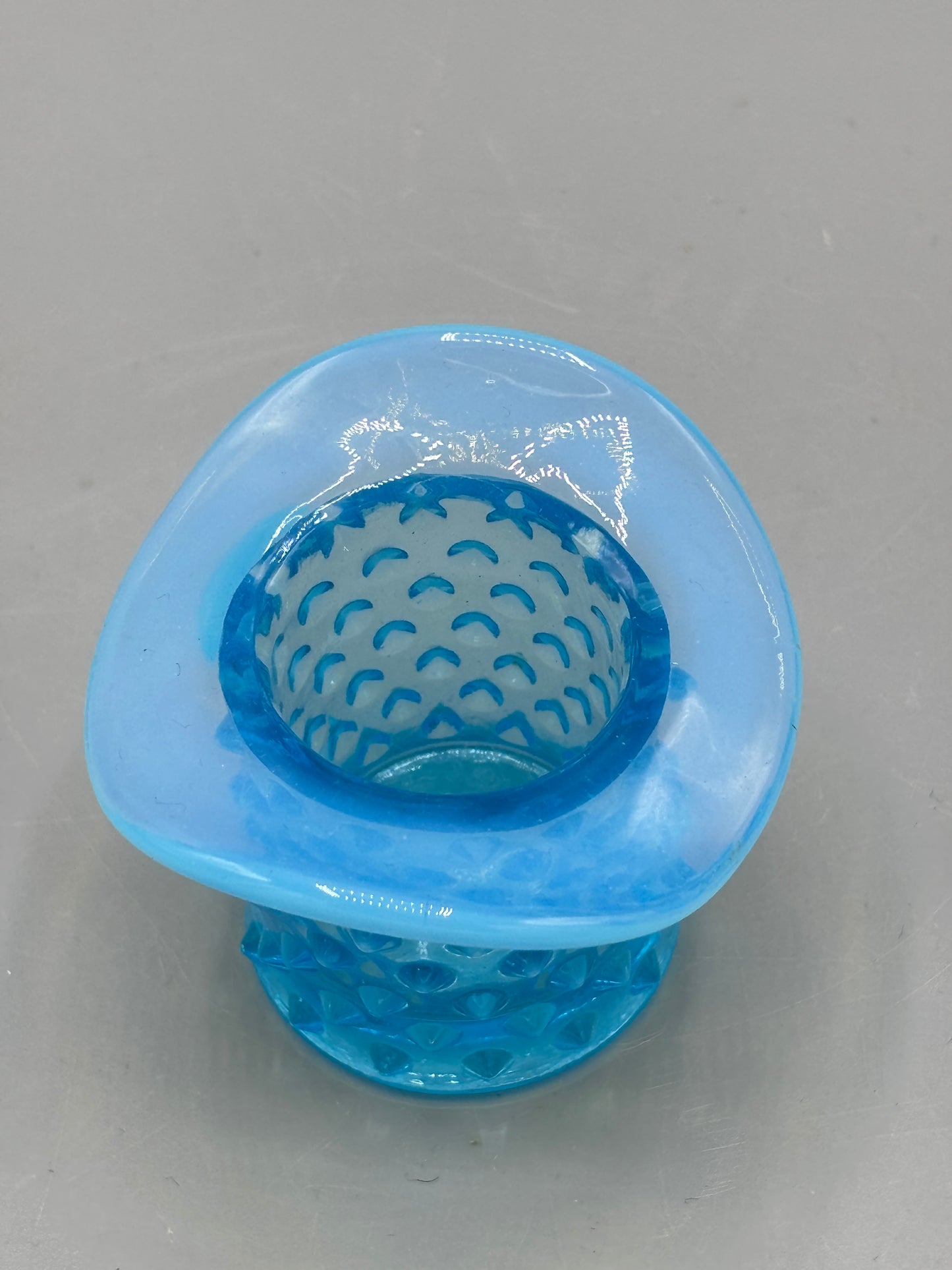 Vintage Fenton Blue Opalescent top hat toothpick