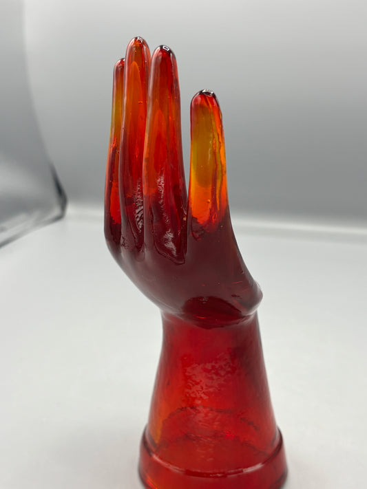 Vintage red Amberina glass hand
