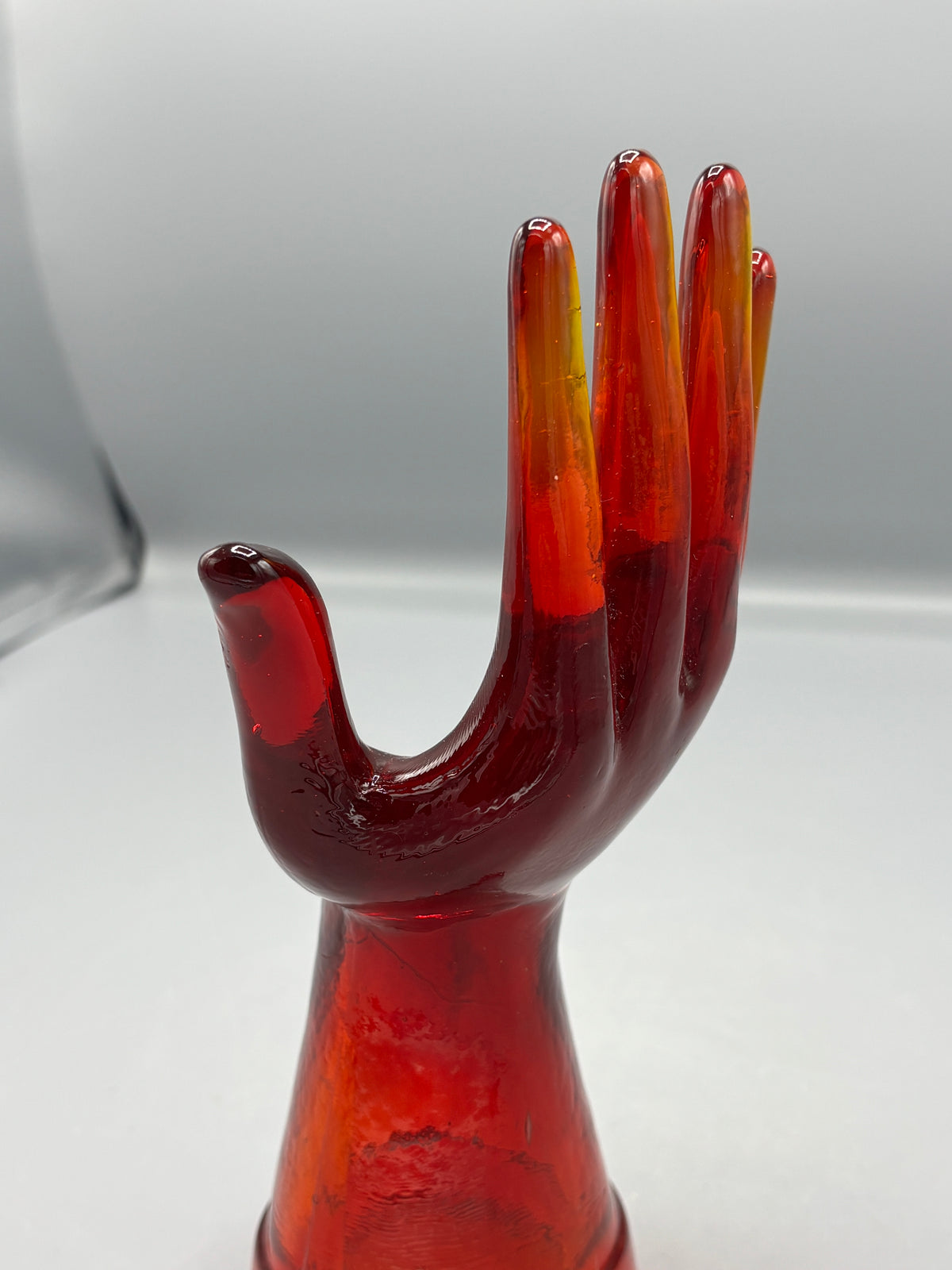 Vintage red Amberina glass hand