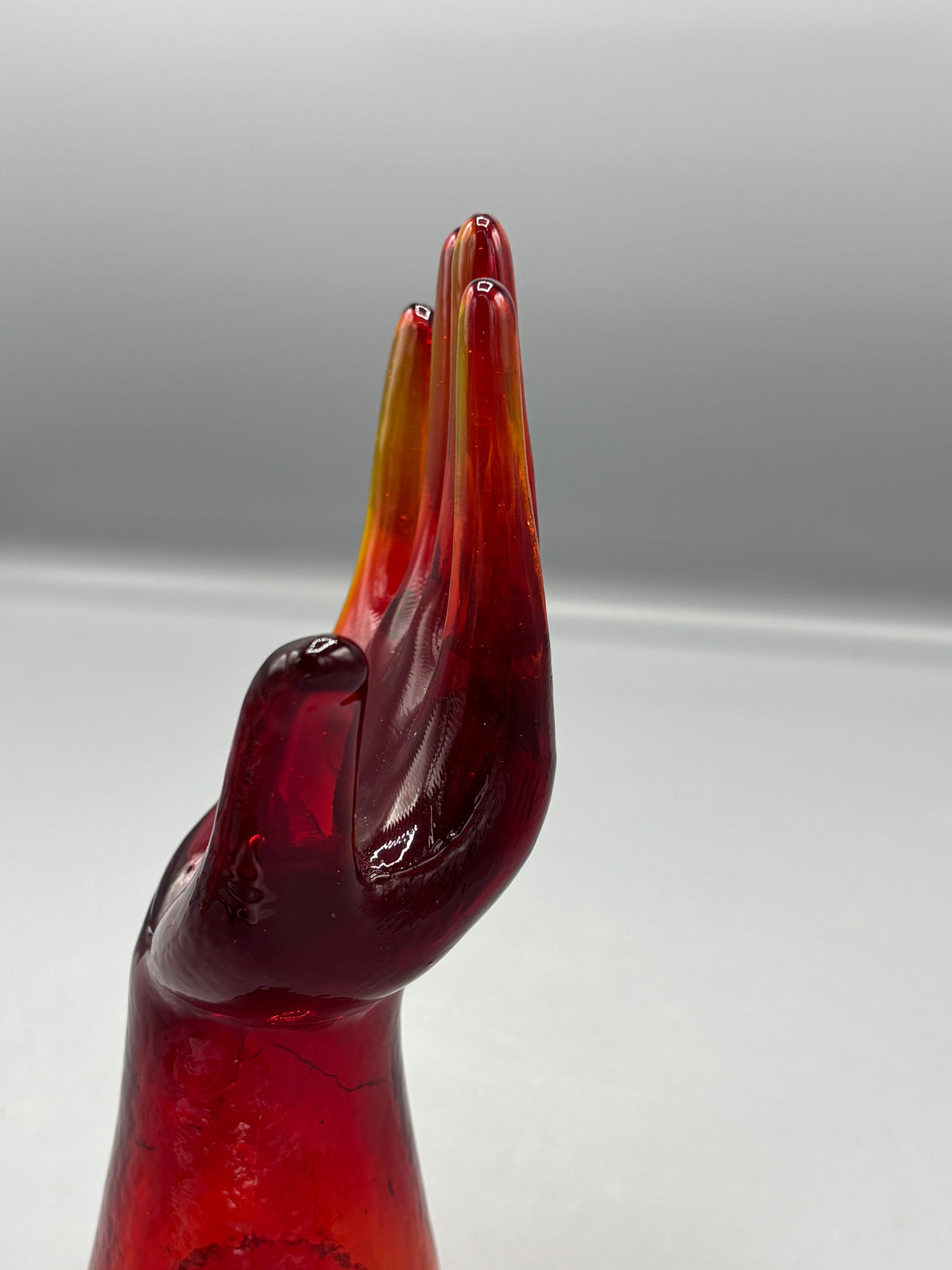 Vintage red Amberina glass hand
