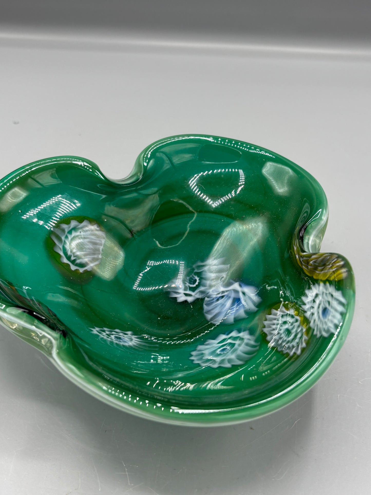 Green Venetian art glass bowl