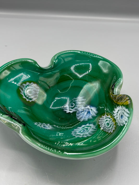 Green Venetian art glass bowl