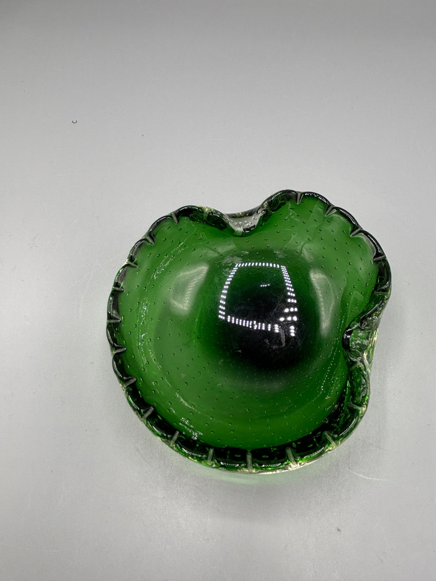 Murano Emerald green bullicante ashtray